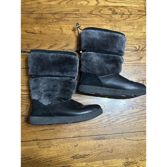 RARE UGG REYKIR BLACK WATERPROOF COLD WEATHER DRAWSTRING FUR WOMEN'S SIZE US9.5 - Picture 9 of 9
